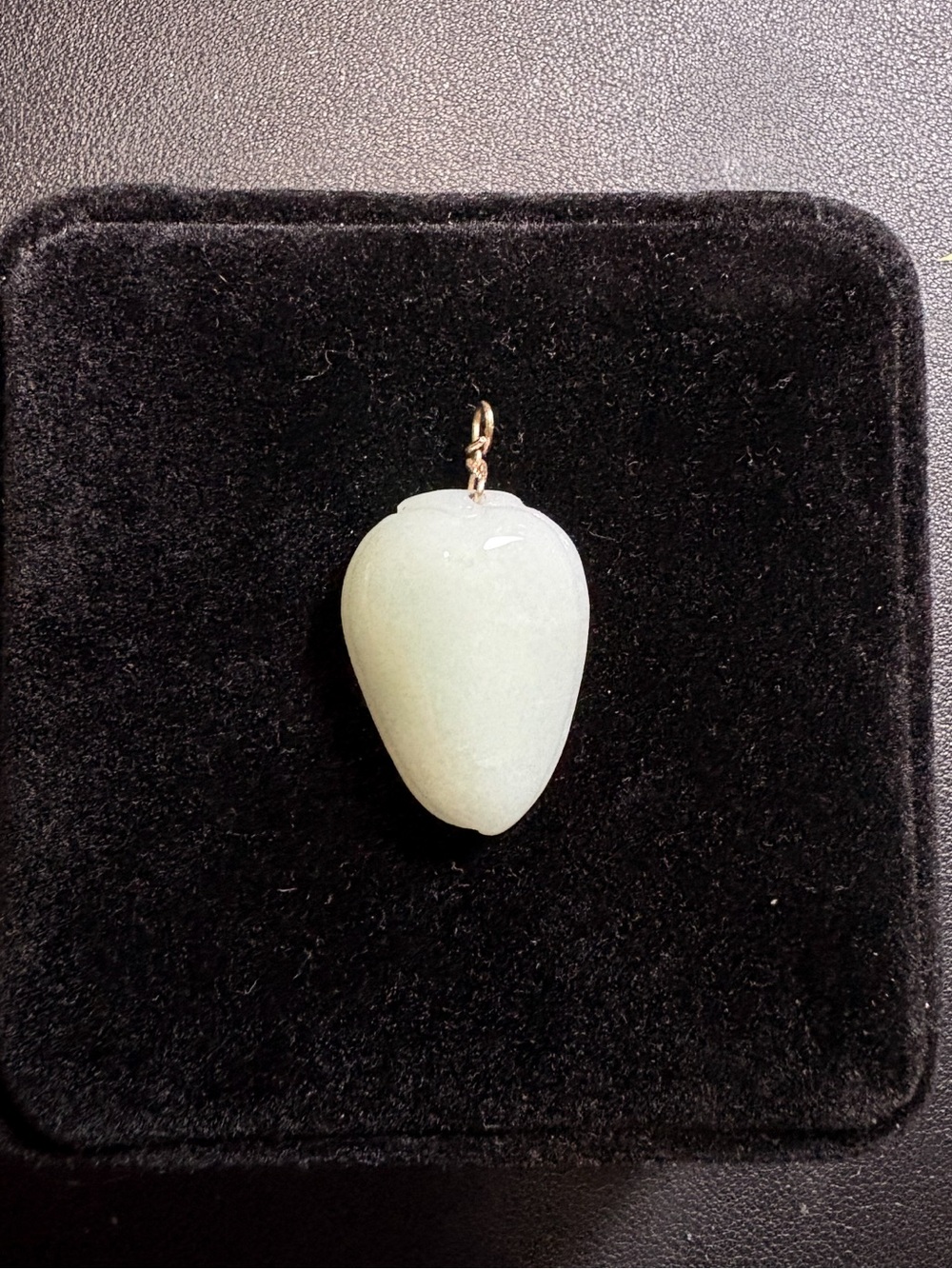 Green Jadeite jade pendant with 14k clasp. Apple green. Grade A jadeite